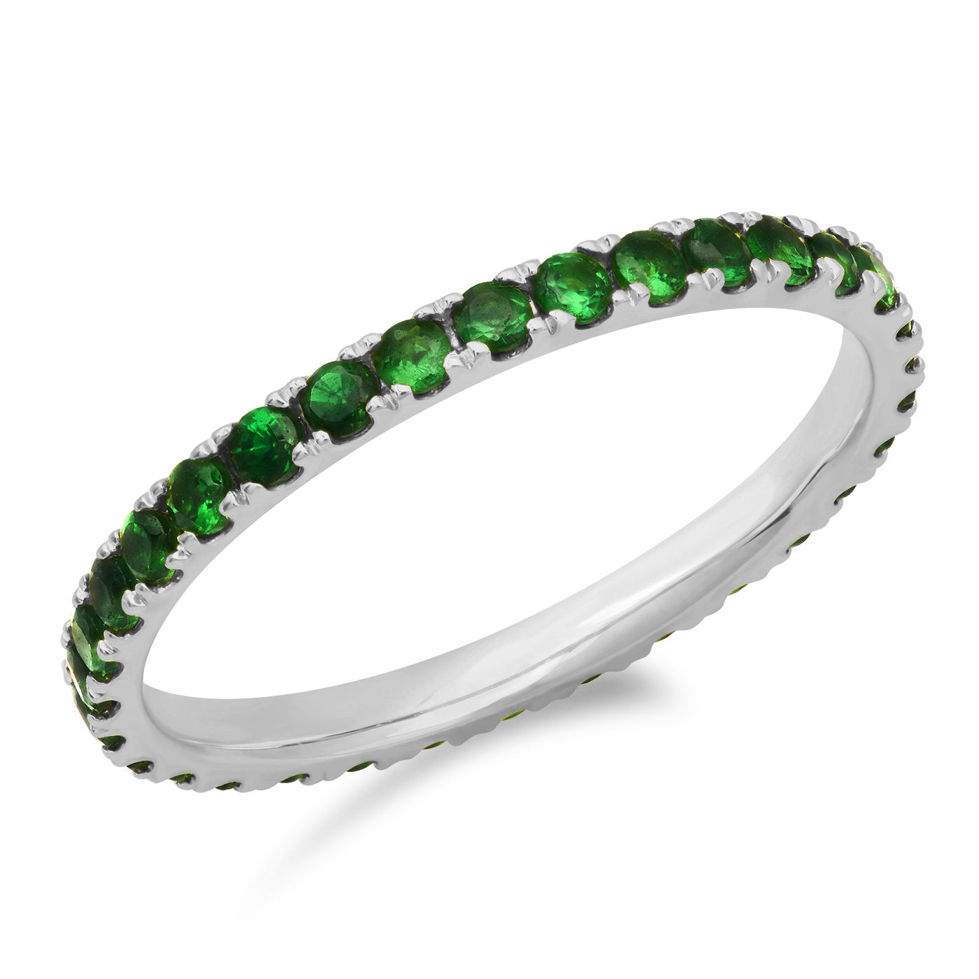 14K White Gold Standard Tsavorite Eternity Band